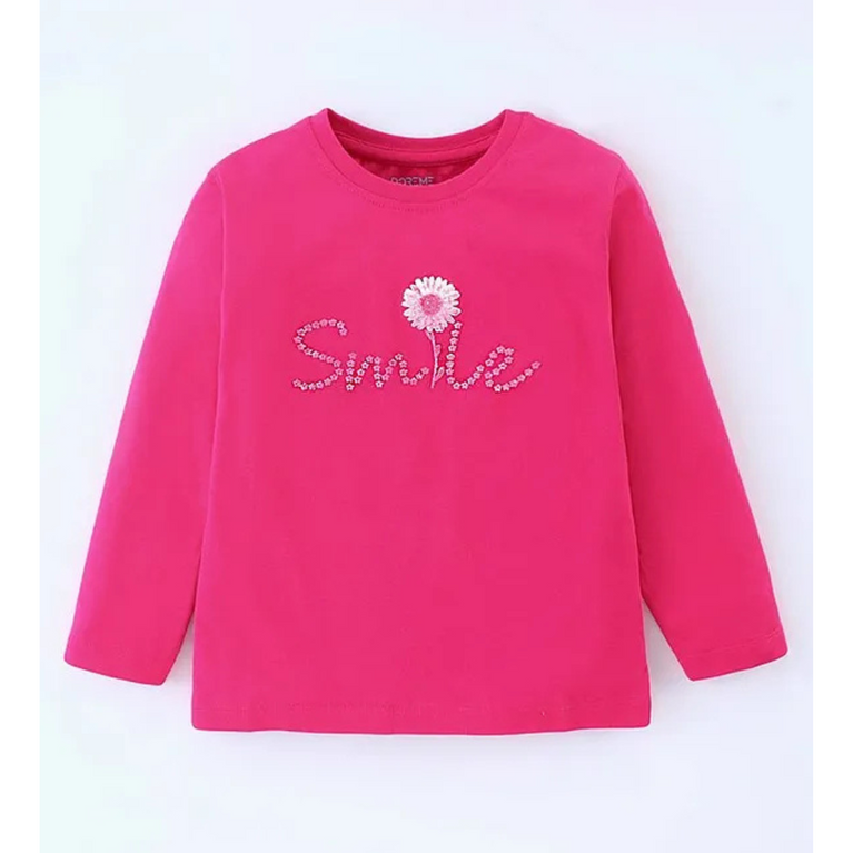 Girls Full Sleeves Sequin Embellished T-Shirt