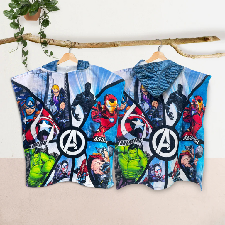 SASSOON Avengers Kids Hooded Poncho in 400 GSM