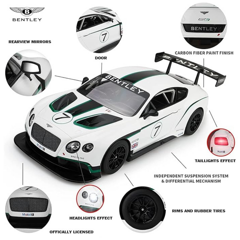 RC 2.4Ghz Bentley Continental GT3 Racing Car Model Vehicle High Speed 1:18 Diecast Cars with light
