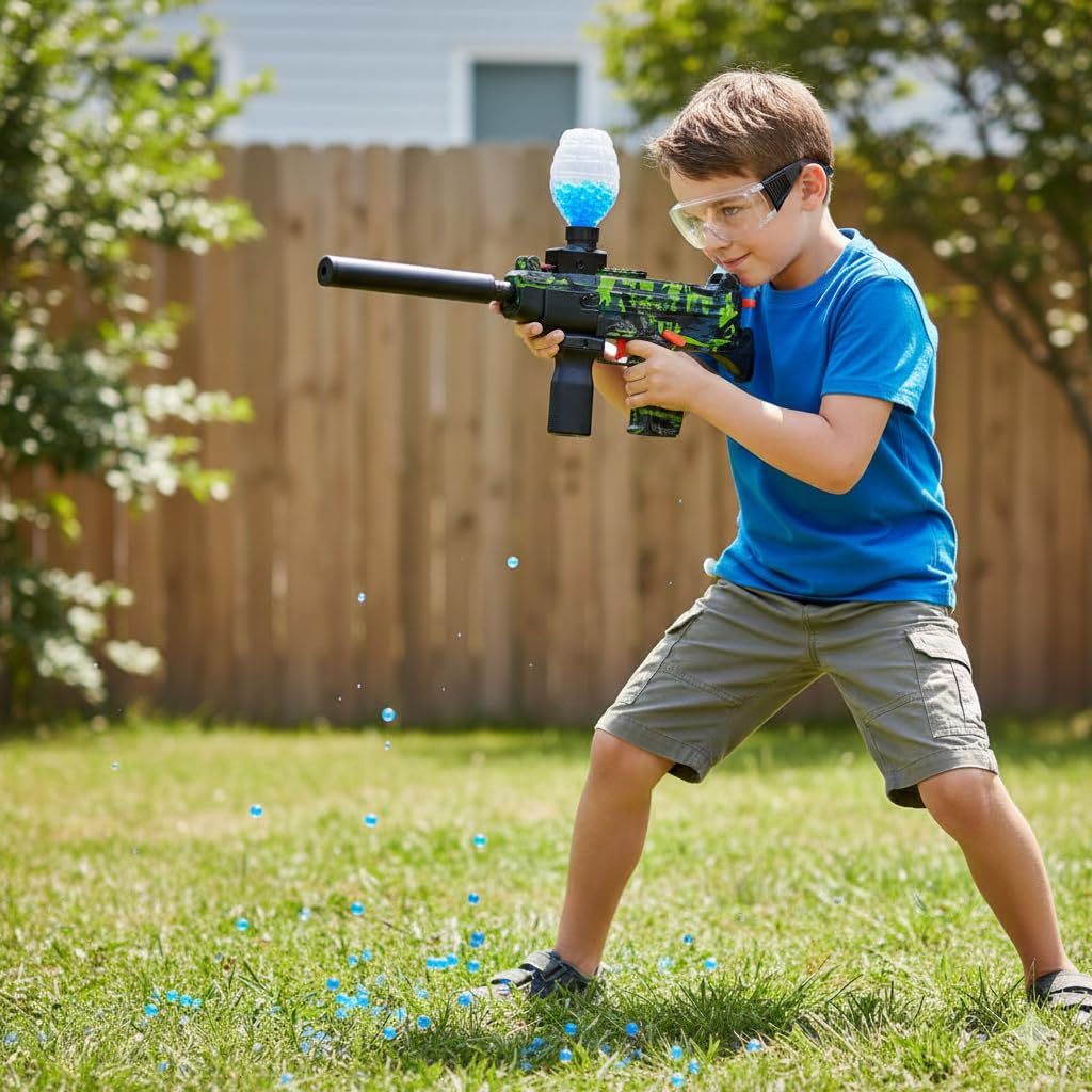 Kids Electric Gel Blaster Gun Toy Automatic Water Beads Shooting Toy with Rechargeable Battery