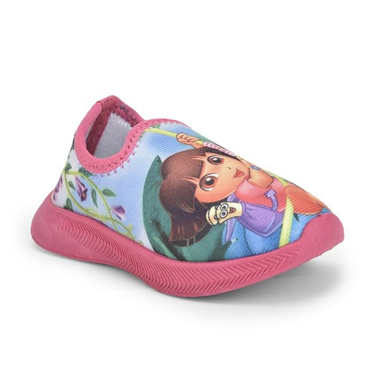 Toothless Nickelodeon Dora The Explorer Printed Lycra Casual Shoes For Kids- Pink