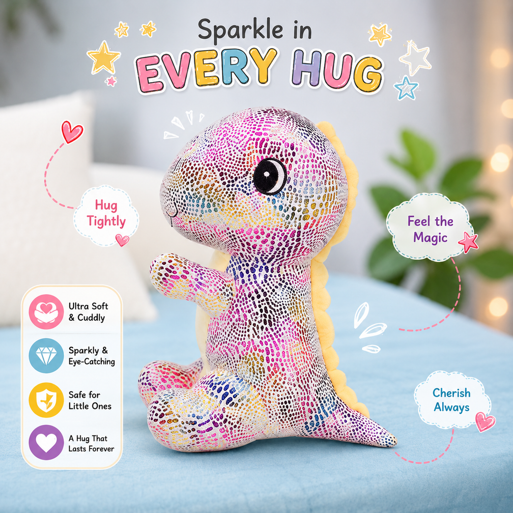 Nino’s Rainbow Dinosaur Plush Toy – Colorful Soft Stuffed Animal for Kids