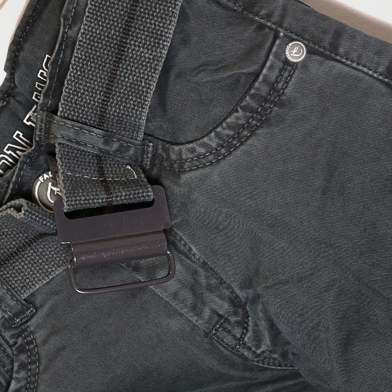 Boys Full Length Solid Color Denim Jeans with Belt -Black