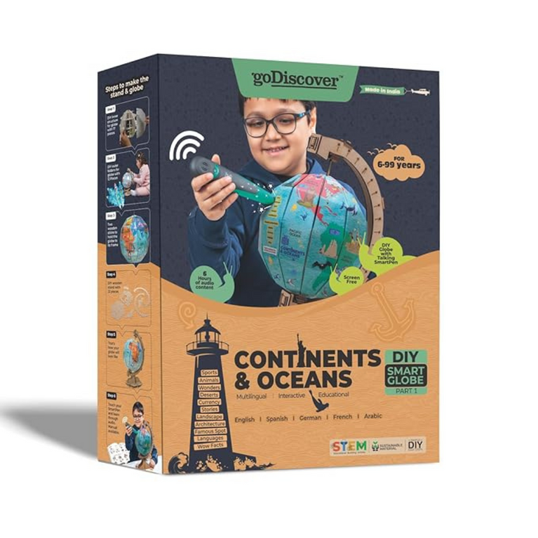 GoDiscover- Interactive Globe with SmartPen, DIY Talking Globe: Continents & Oceans