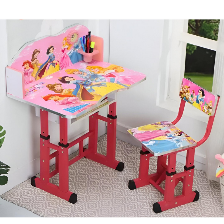 Wolf-Patented Multi-Functional Kids Study Table Chair Set with Adjustable Height-( BARBIE ) )