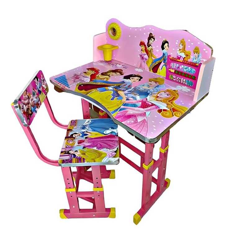 Wolf-Patented Multi-Functional Kids Study Table Chair Set with Adjustable Height-( BARBIE ) )