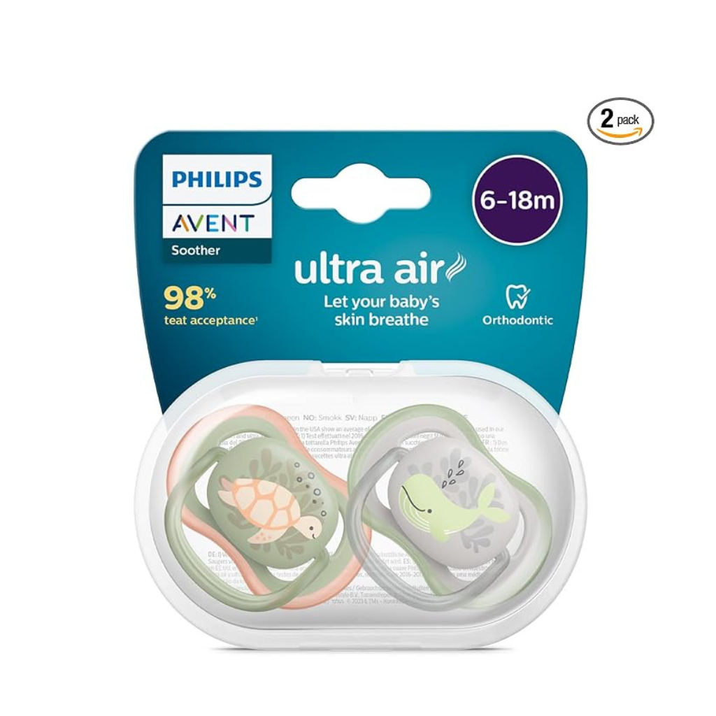 Philips Avent Pacifier Ultra air ,Lets Your Baby's Skin Breathe 2 Pack |6-18m | SCF085/60
