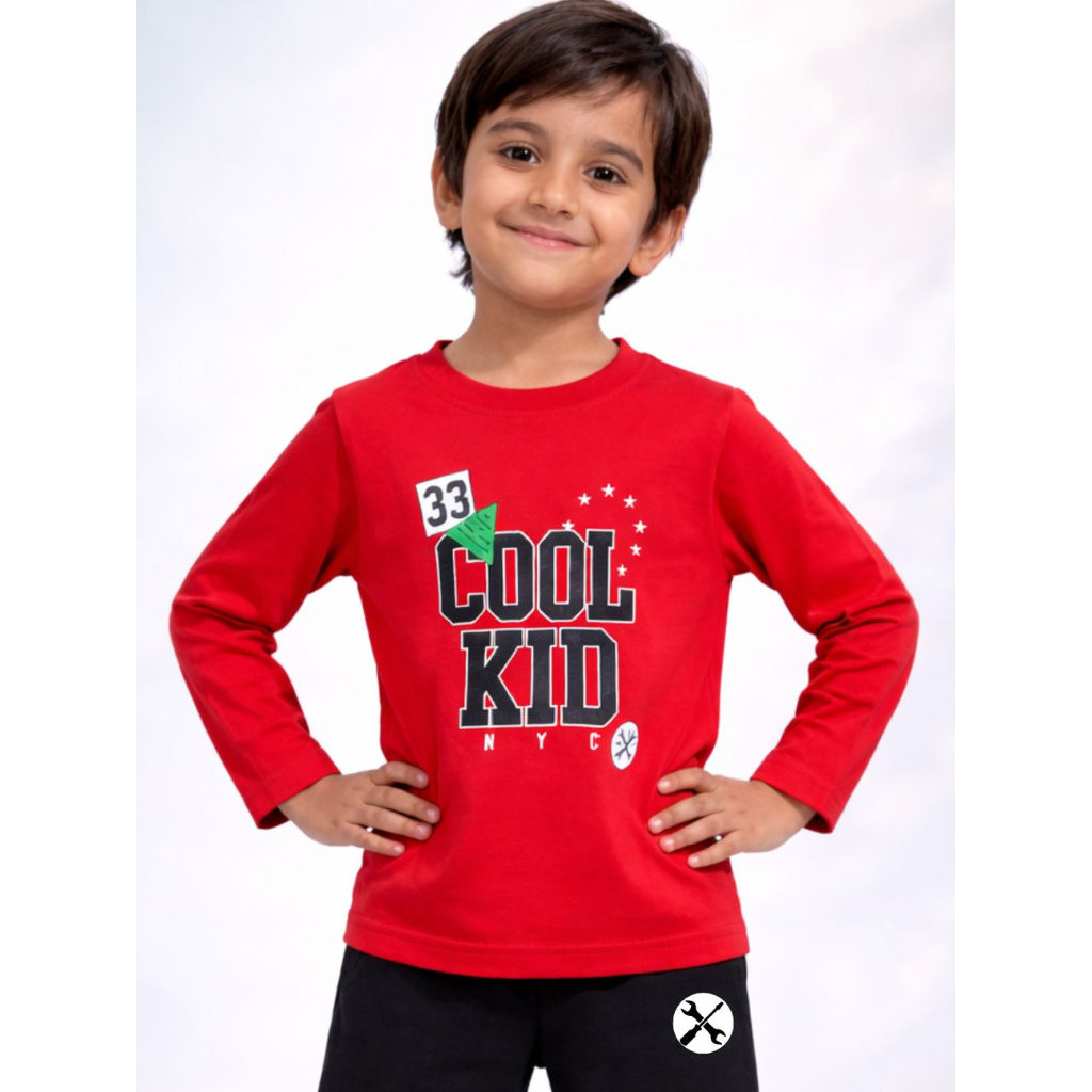 Ninos 100% Cotton Knit Full Sleeves " Cool Kid " Printed T-shirt and Pant Set for Boys