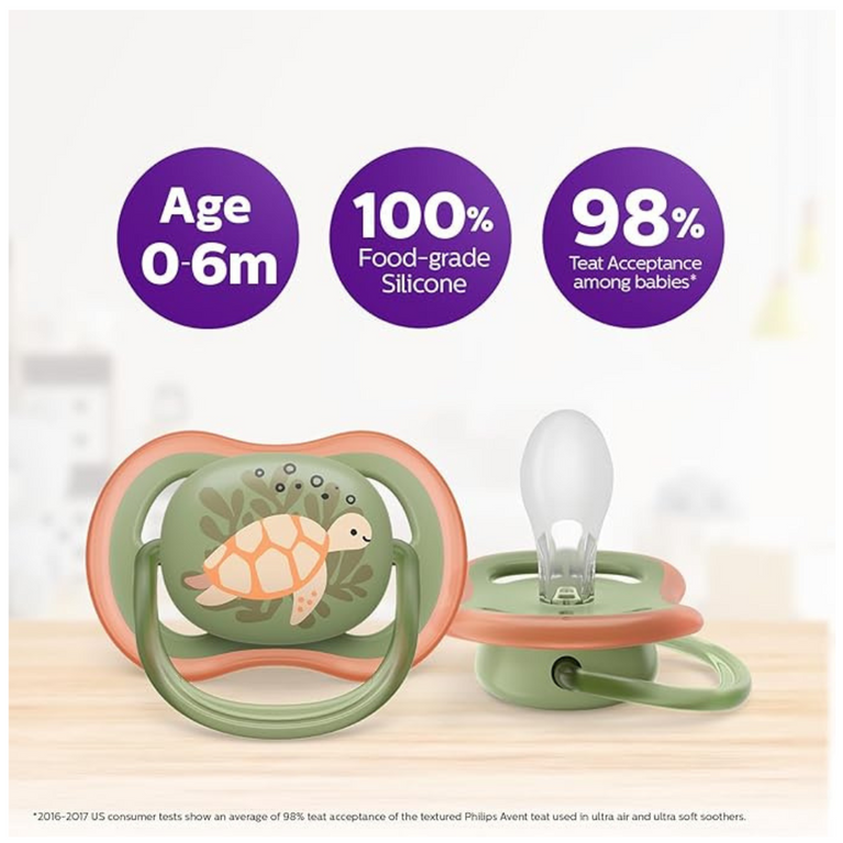 Philips Avent Pacifier Ultra air ,Lets Your Baby's Skin Breathe 2 Pack |6-18m | SCF085/60