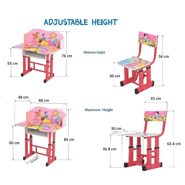 Wolf-Patented Multi-Functional Kids Study Table Chair Set with Adjustable Height-( BARBIE ) )