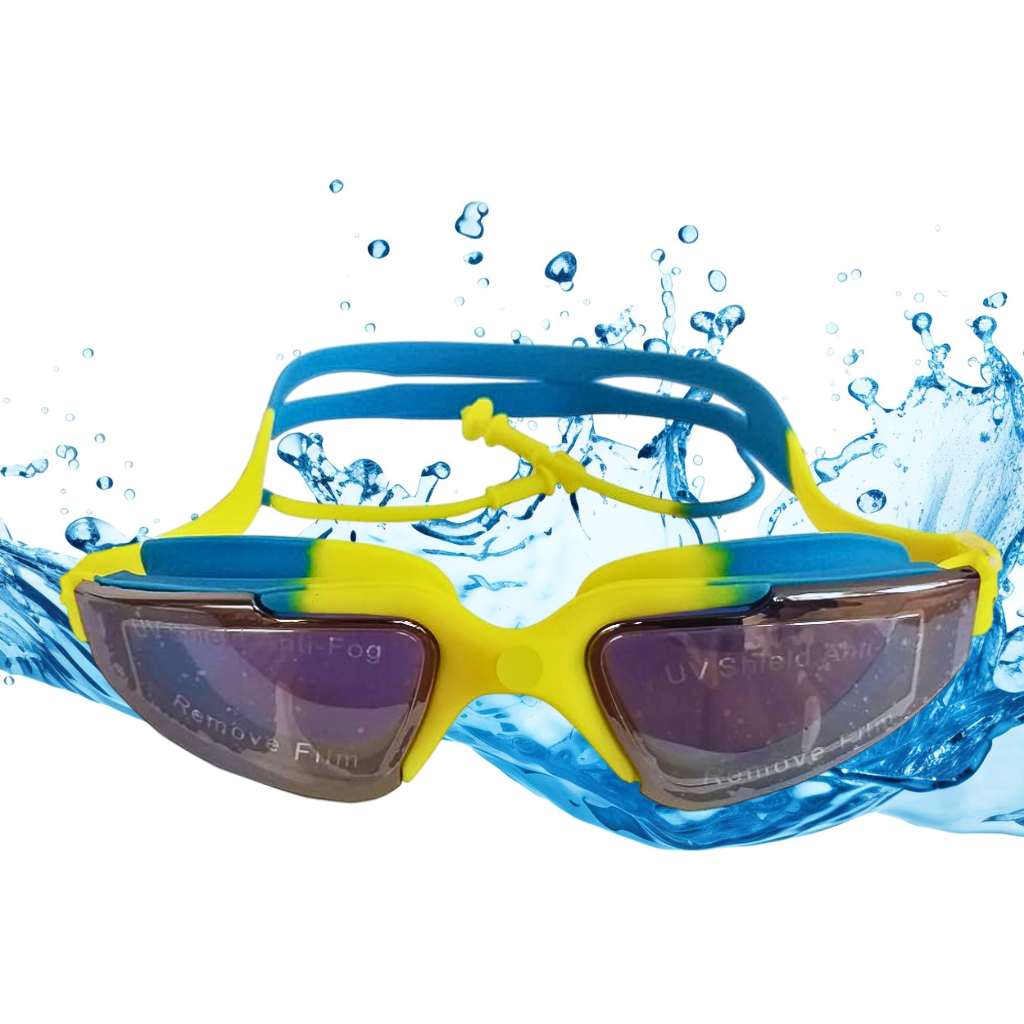 Konex-UV Protection Anti Fog Unisex Adjustable Swimming Glasses With Attach Earplug