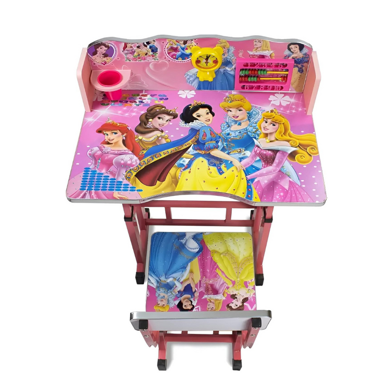 Wolf-Patented Multi-Functional Kids Study Table Chair Set with Adjustable Height-( BARBIE ) )