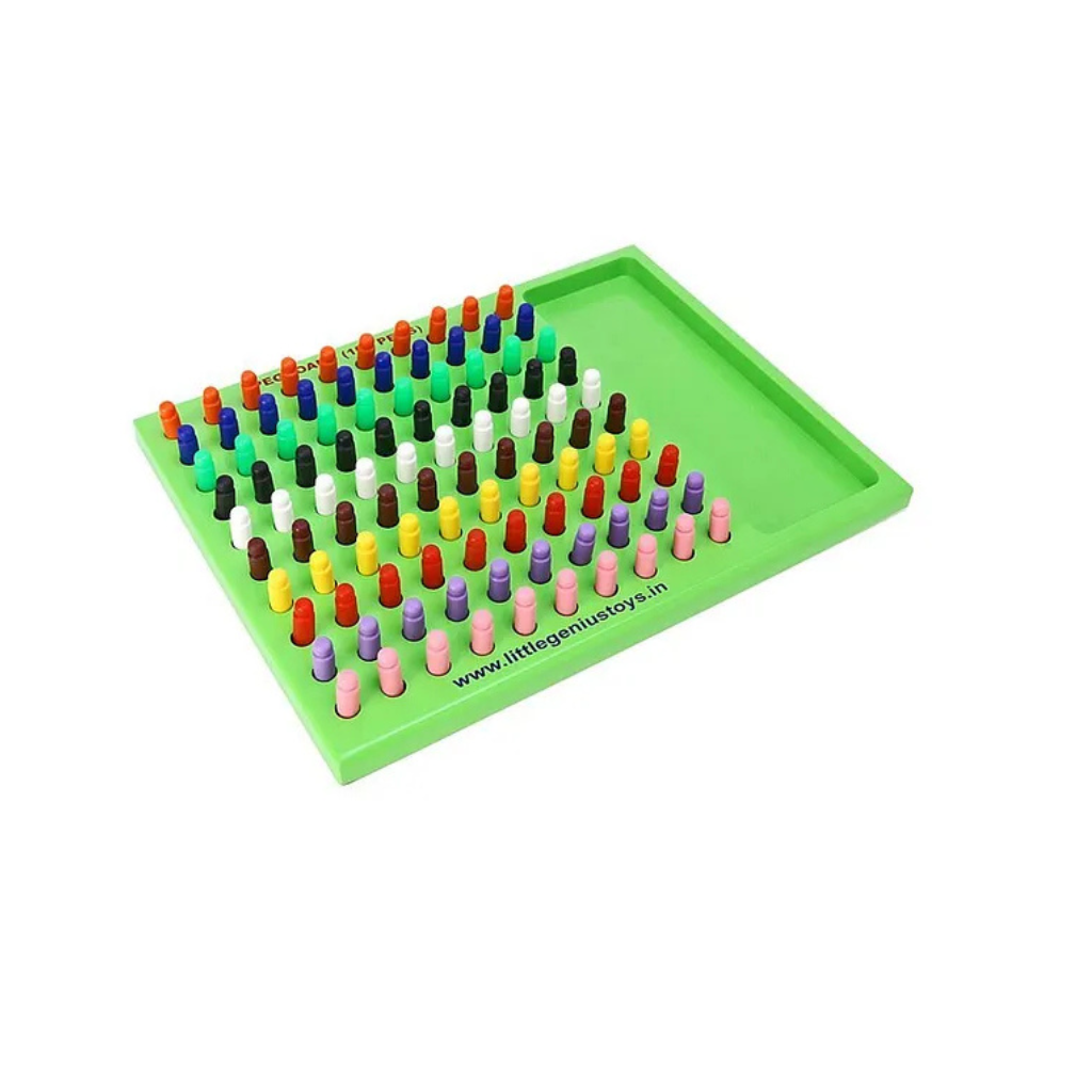 Little Genius- Wooden Peg Board Educational Toy, Indoor Game for Children, 100 Pegs