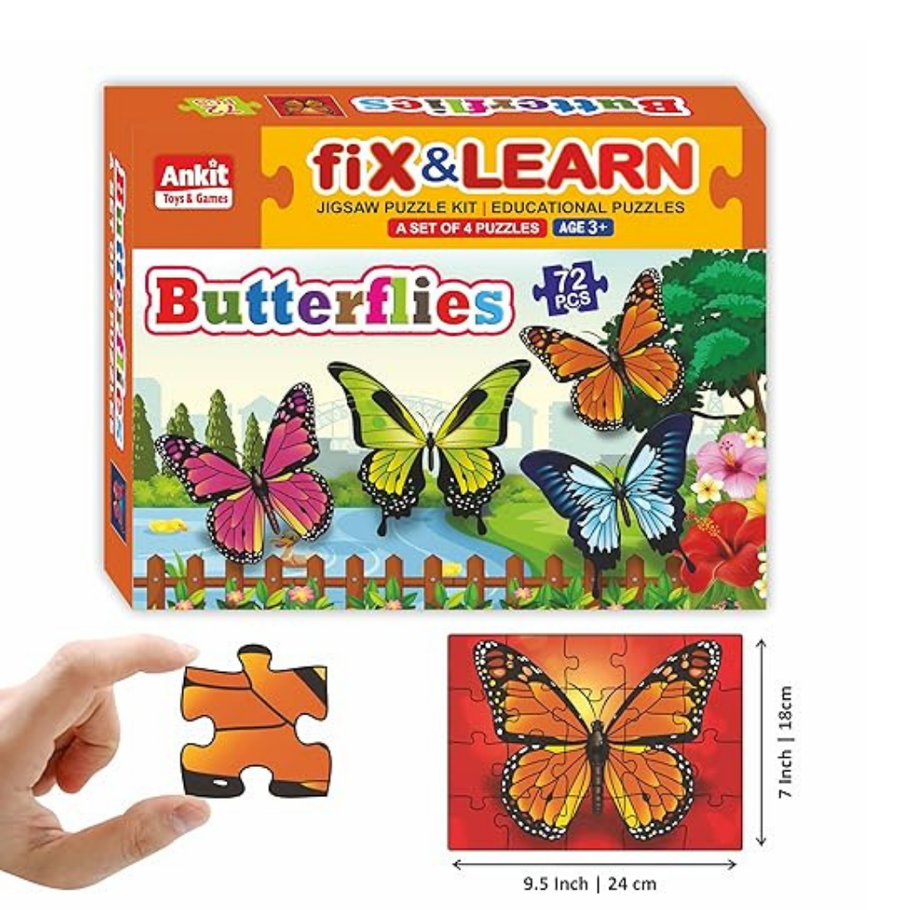 Alyna-Fix 'n' Learn Butterflies Puzzle - Mulitcolor
