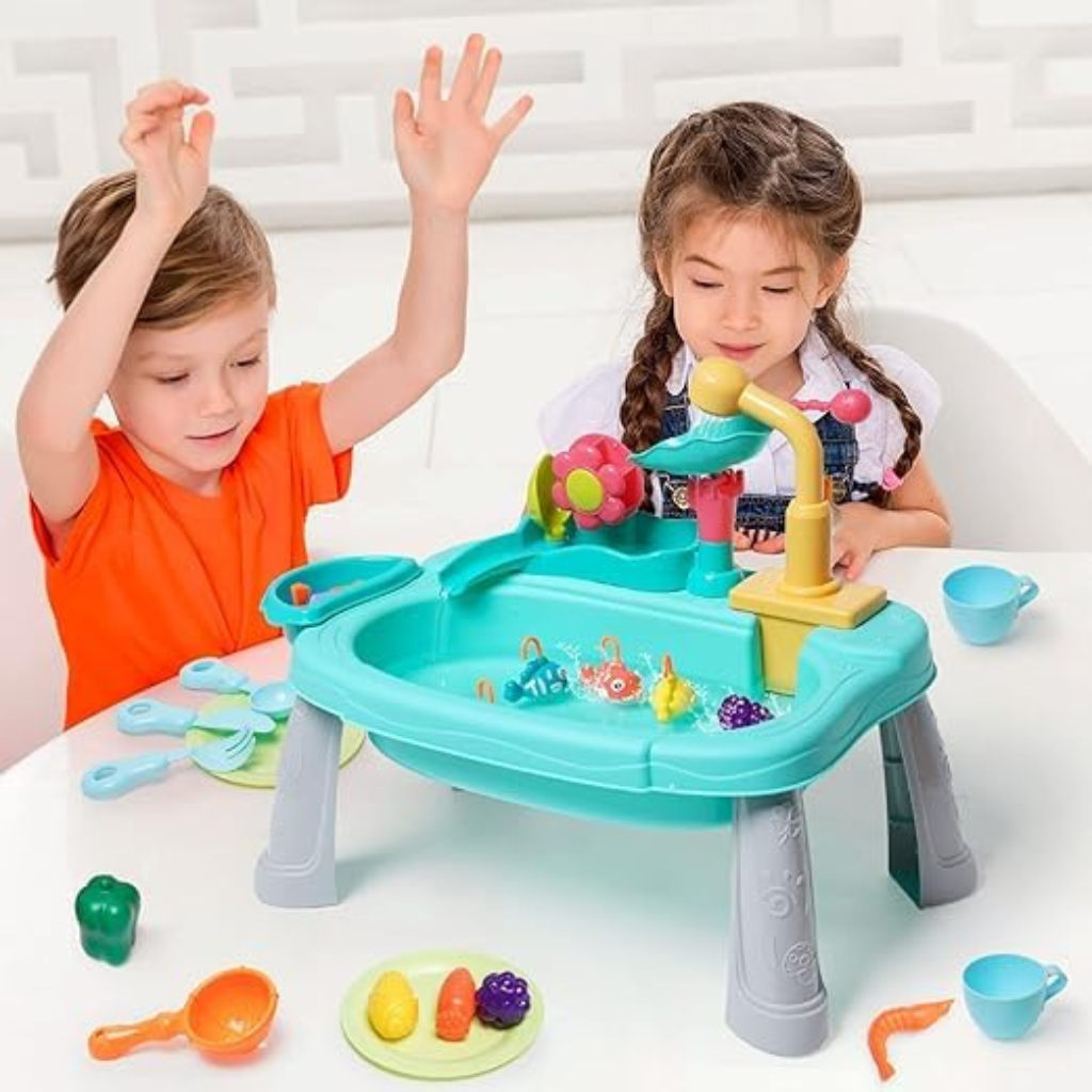 Kids Water Play Table Toy with Accessories Electric Water Flow Fun Learning Activity Toy for Toddlers