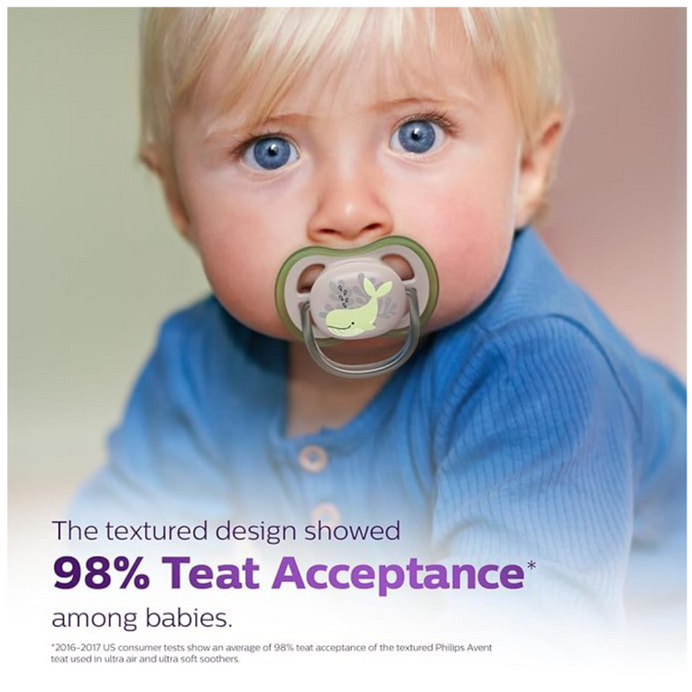 Philips Avent Pacifier Ultra air ,Lets Your Baby's Skin Breathe 2 Pack |6-18m | SCF085/60