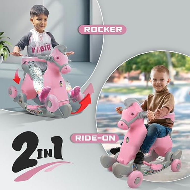 Dash Rocker Marshal 2 in 1 Ride on with Music & Backrest Support Horse Rider