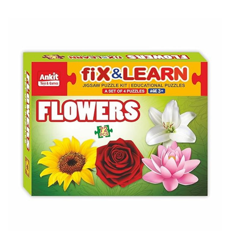 Alyna-Fix N Learn Flowers Jigsaw Puzzle Multicolor Set of 4 - 72 Pieces