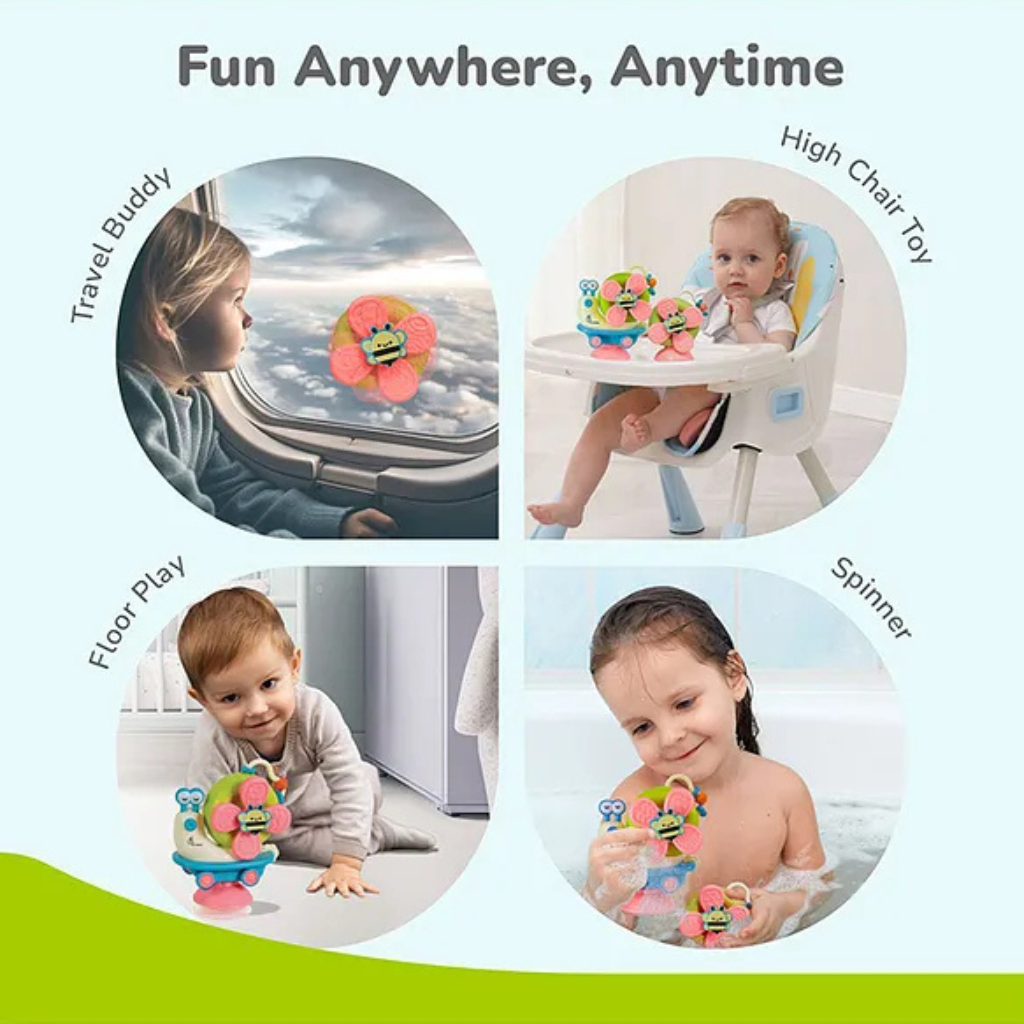 R for Rabbit- Orapple Spinster Toy for Baby 5-in-1 Suction Spinner, Rattle, Friction Car, Windmill & Sensory Play