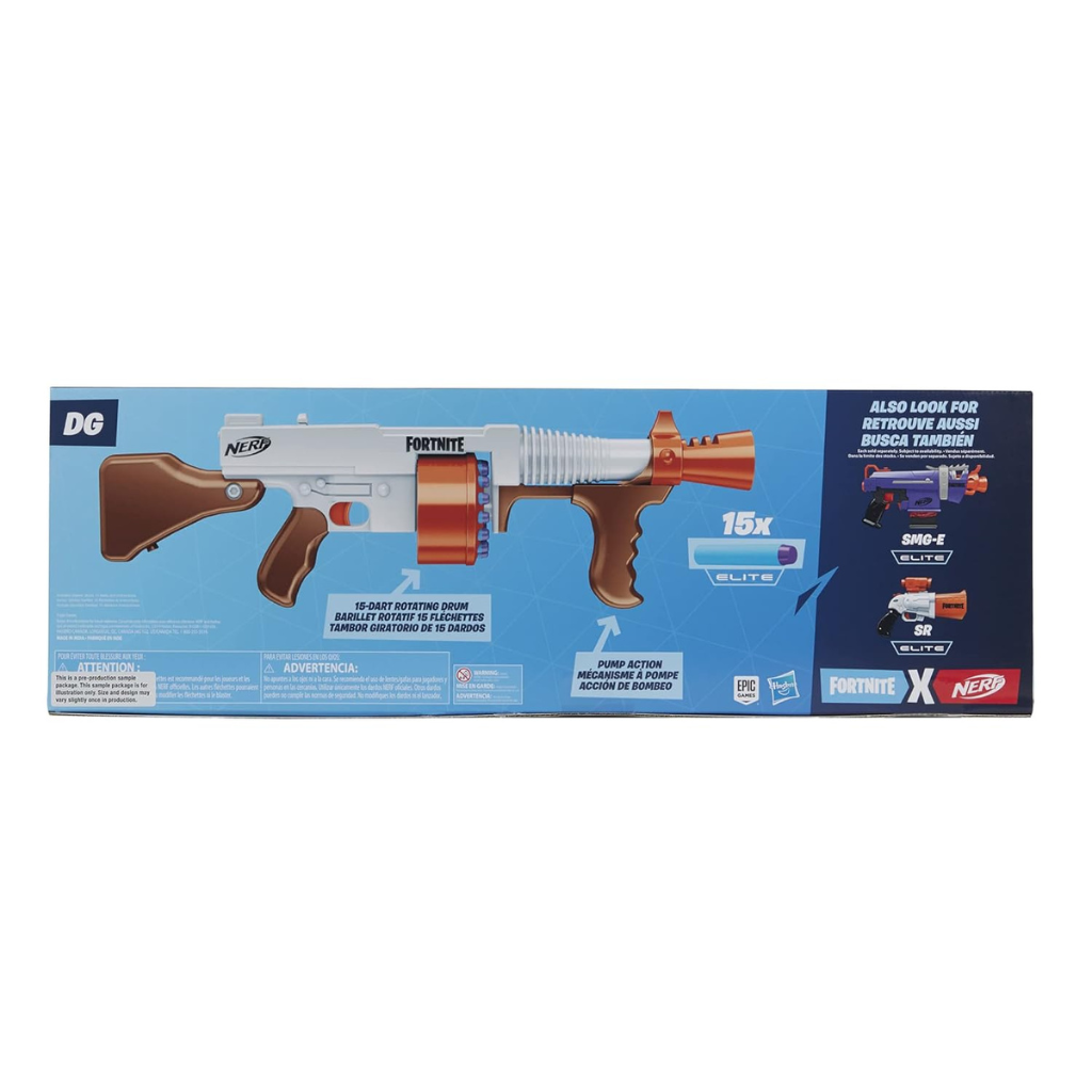 Nerf Fortnite DG Dart Blaster with 15-Dart Rotating Drum & Pump Action