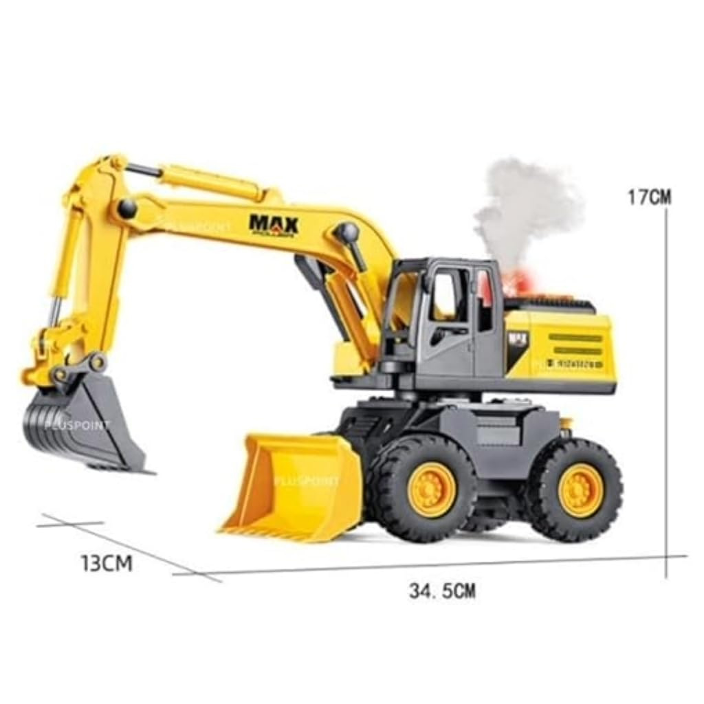 Nino's Oversized Excavator Toy Truck with Lights, Music & Smoke (Yellow)