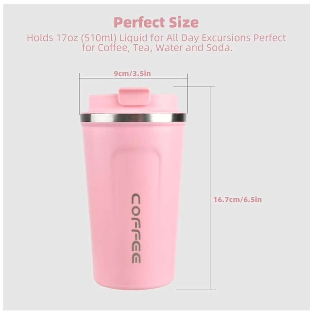 Coffee Cup, Portable Spill Proof Car Insulated BPA-Free Reusable Coffee Cup - 510 ml