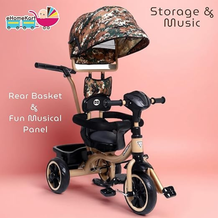 Fun Ride Aster 4-in-1 Kids Tricycle with Rotatable Seat & Parental Handle Adjustable Canopy for (1.5-5 Years)