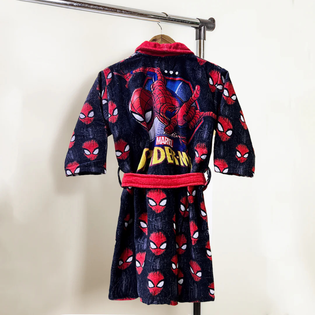 SASSOON Spiderman Printed Cotton Bathrobe for Kids