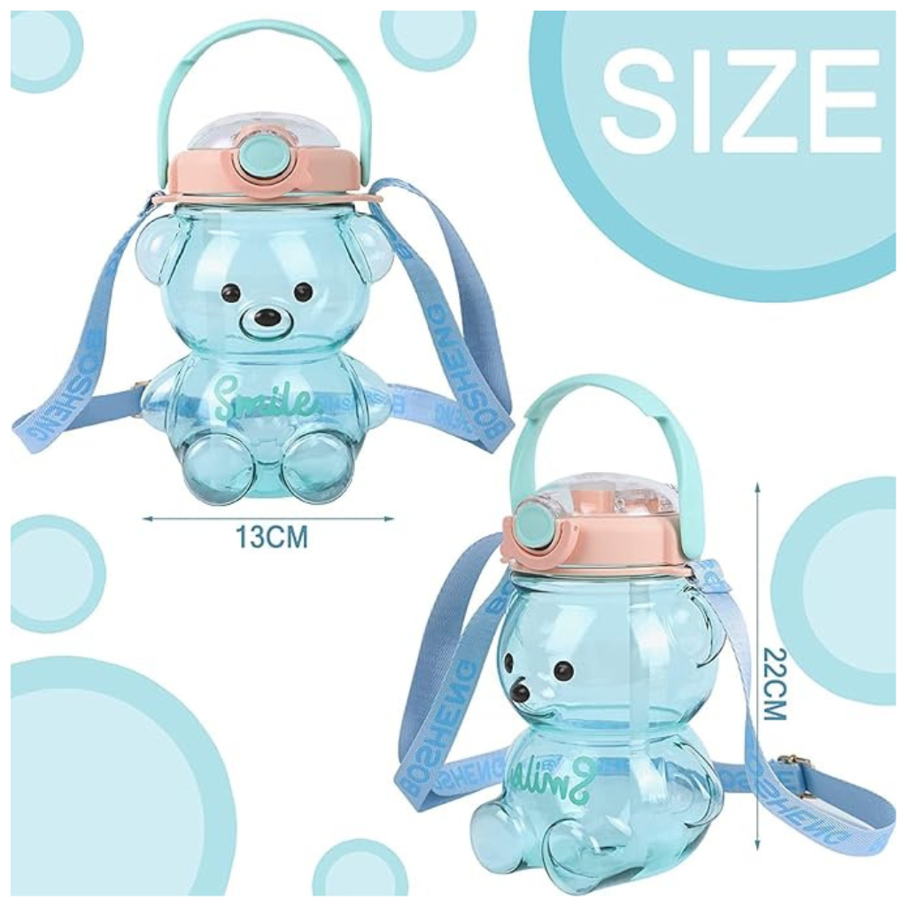 Ninos-Smile Portable Teddy Bear Water Bottle | Adjustable Strap and Secure Lock | 1000 ml