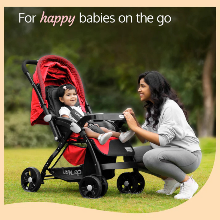 LuvLap-Galaxy Baby Stroller with 5-Point Safety Harness, Cushioned Seat, Multi-Level Recline, Easy Fold, Lightweight for 0-3 Years