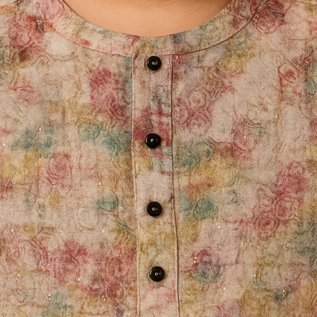 Colors Junior- Mandarin Collar Beautiful Texture Printed Full Sleeves Regular Kurta Pajama Set