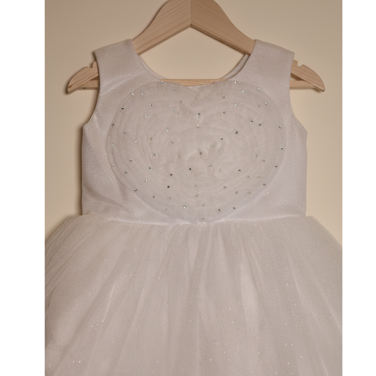 Ninos Embellished Party Wear Frock with 3D Heart Appliqué For Girls