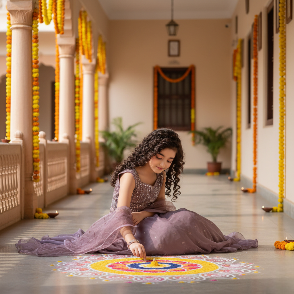 Rasi Girls Partywear Embroidered Lehenga Choli with Dupatta – Mauve