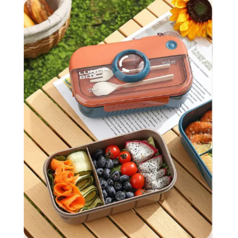 Yakada 2 Compartments Lunch Box Leak Proof Food Storage Container for Office School Daily Use