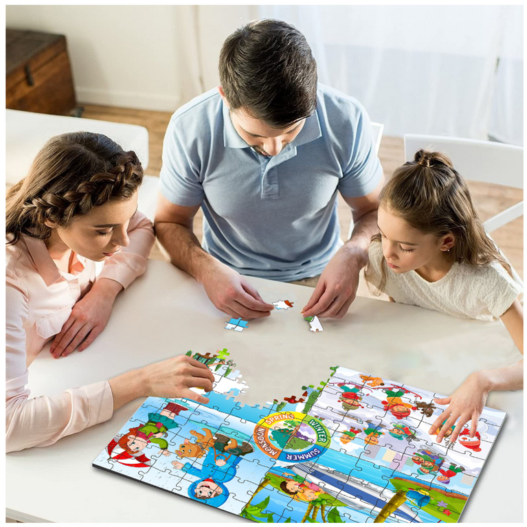 ALYNA- Ankit Toys Four Seasons Educational Jigsaw Puzzle for Kids Jumbo Pack Multicolor - 100 Pieces