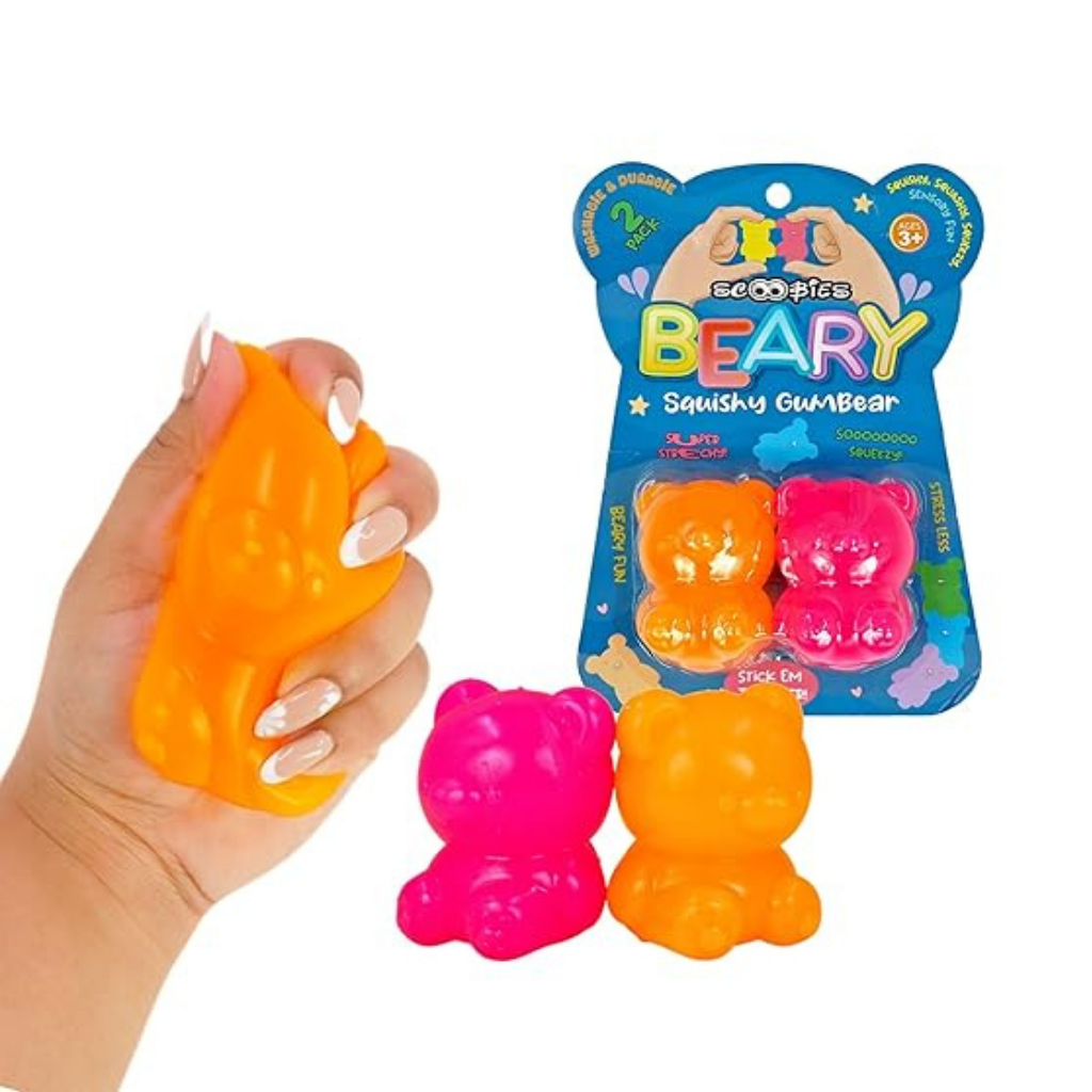 Scoobies Beary Squishy Gumbear Fidget Teddy Toys - Pack of 2