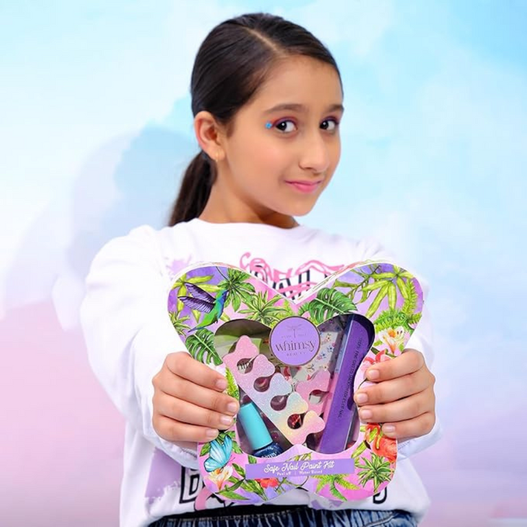 Whimsy - Safe Non-Toxic Water Based Peel Off Nail paint set & Nail Art Kit for Girls