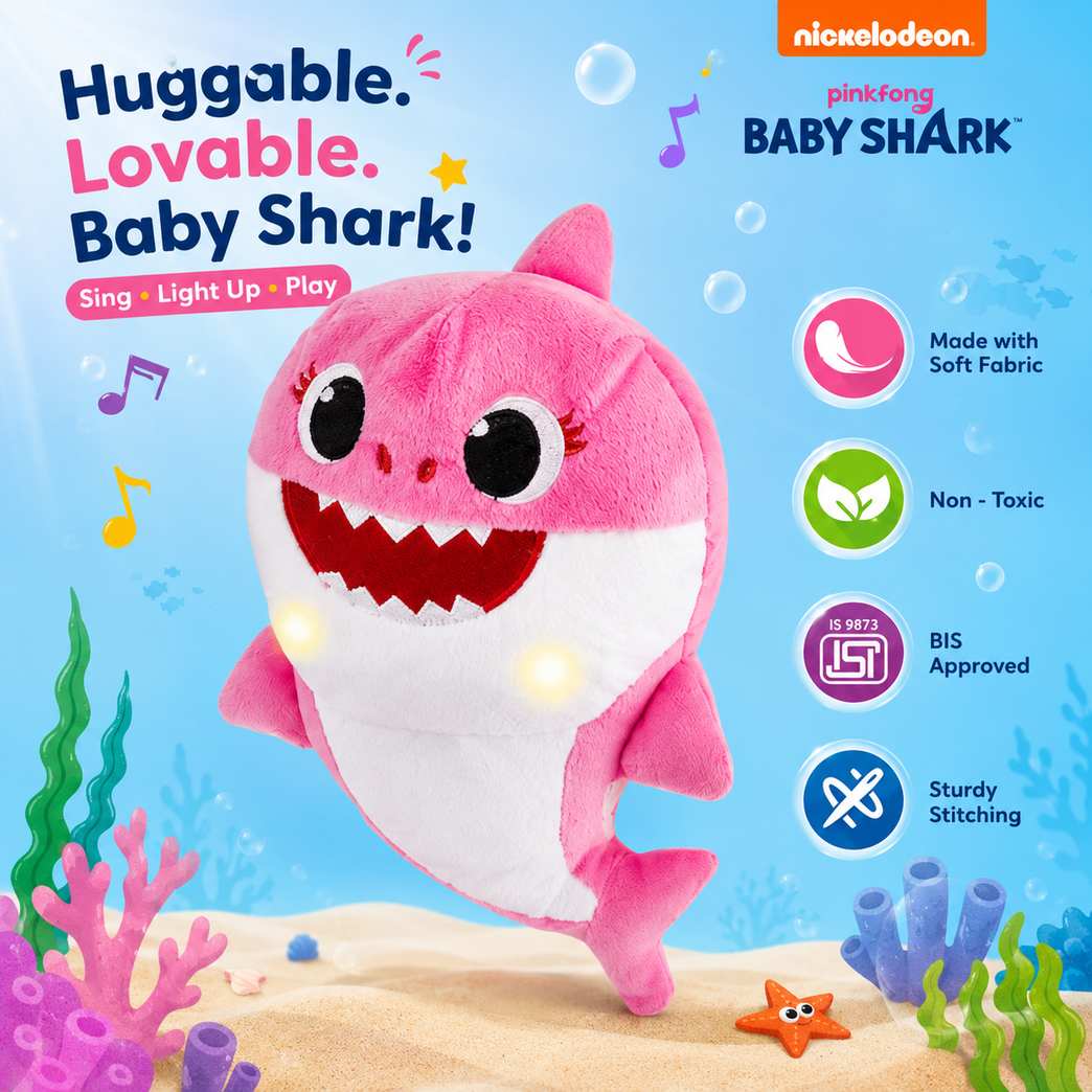 Pink Shark Plush Toy – Soft Ocean Animal Stuffed Toy for Kids