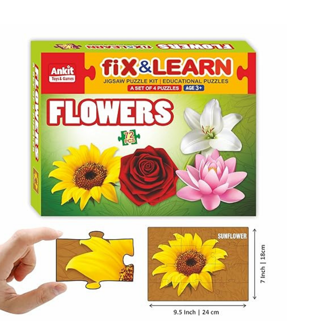 Alyna-Fix N Learn Flowers Jigsaw Puzzle Multicolor Set of 4 - 72 Pieces
