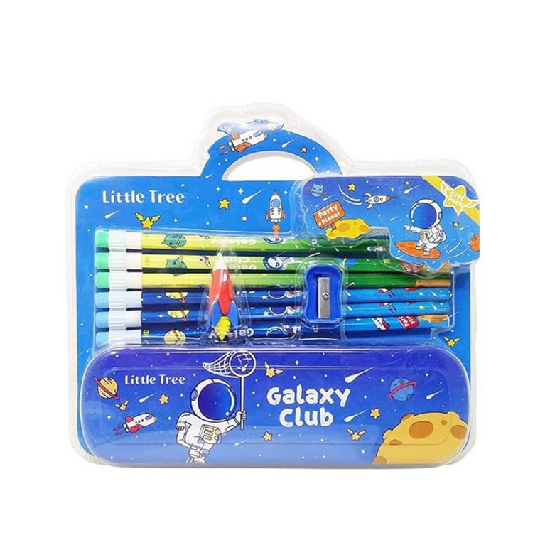 Galaxy Space Theme Pencils and Eraser Kit Set Of 18 - Multicolor