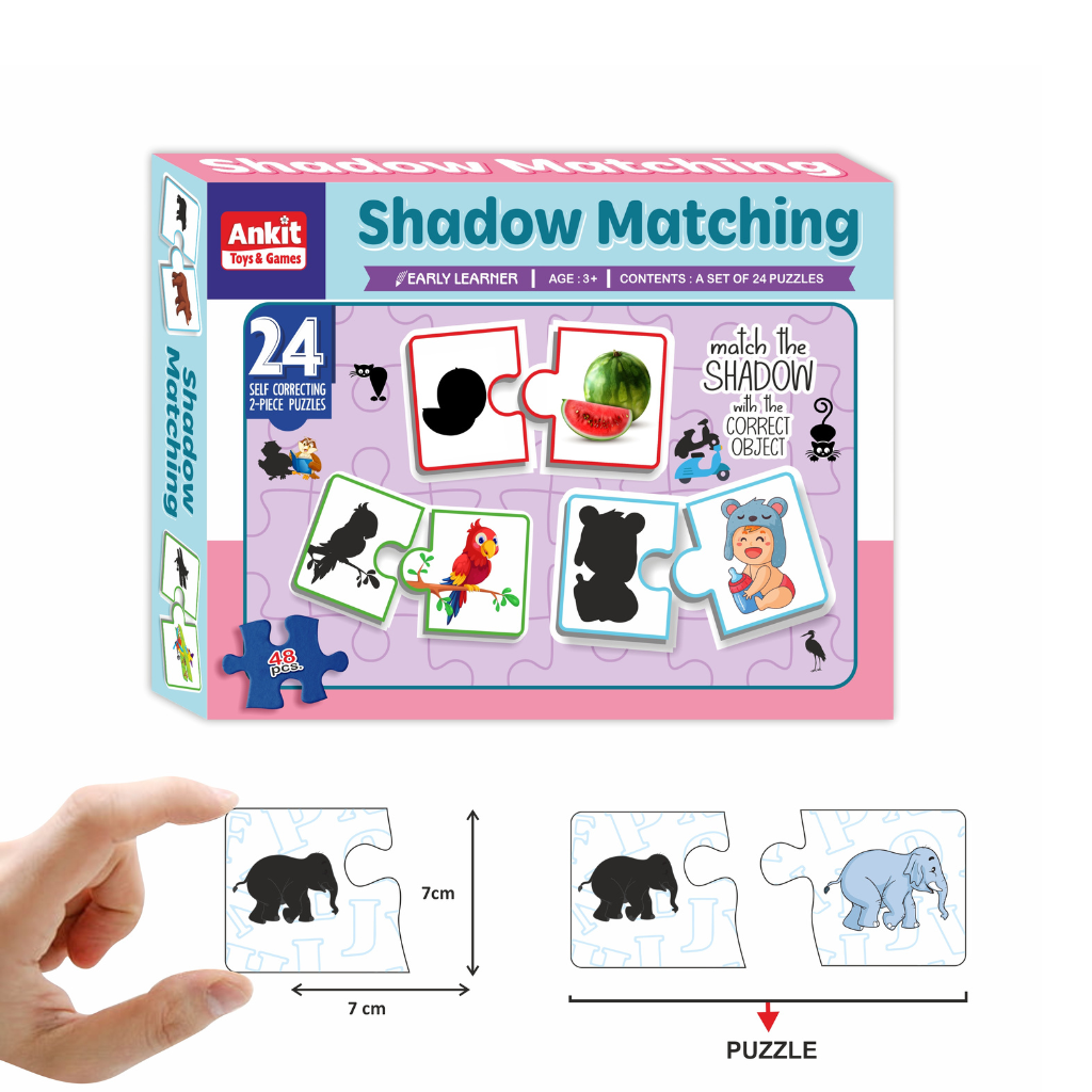 Alyna- Shadow Matching Jigsaw Puzzle Multicolor Set of 24 Puzzles