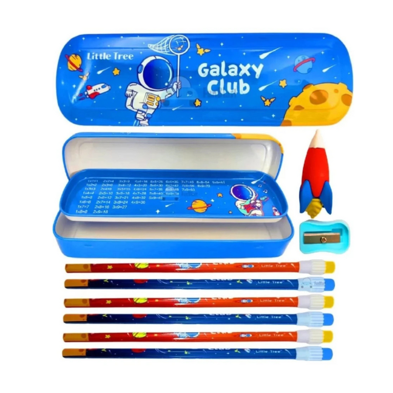 Galaxy Space Theme Pencils and Eraser Kit Set Of 18 - Multicolor
