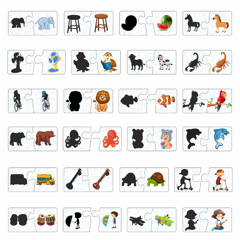 Alyna- Shadow Matching Jigsaw Puzzle Multicolor Set of 24 Puzzles