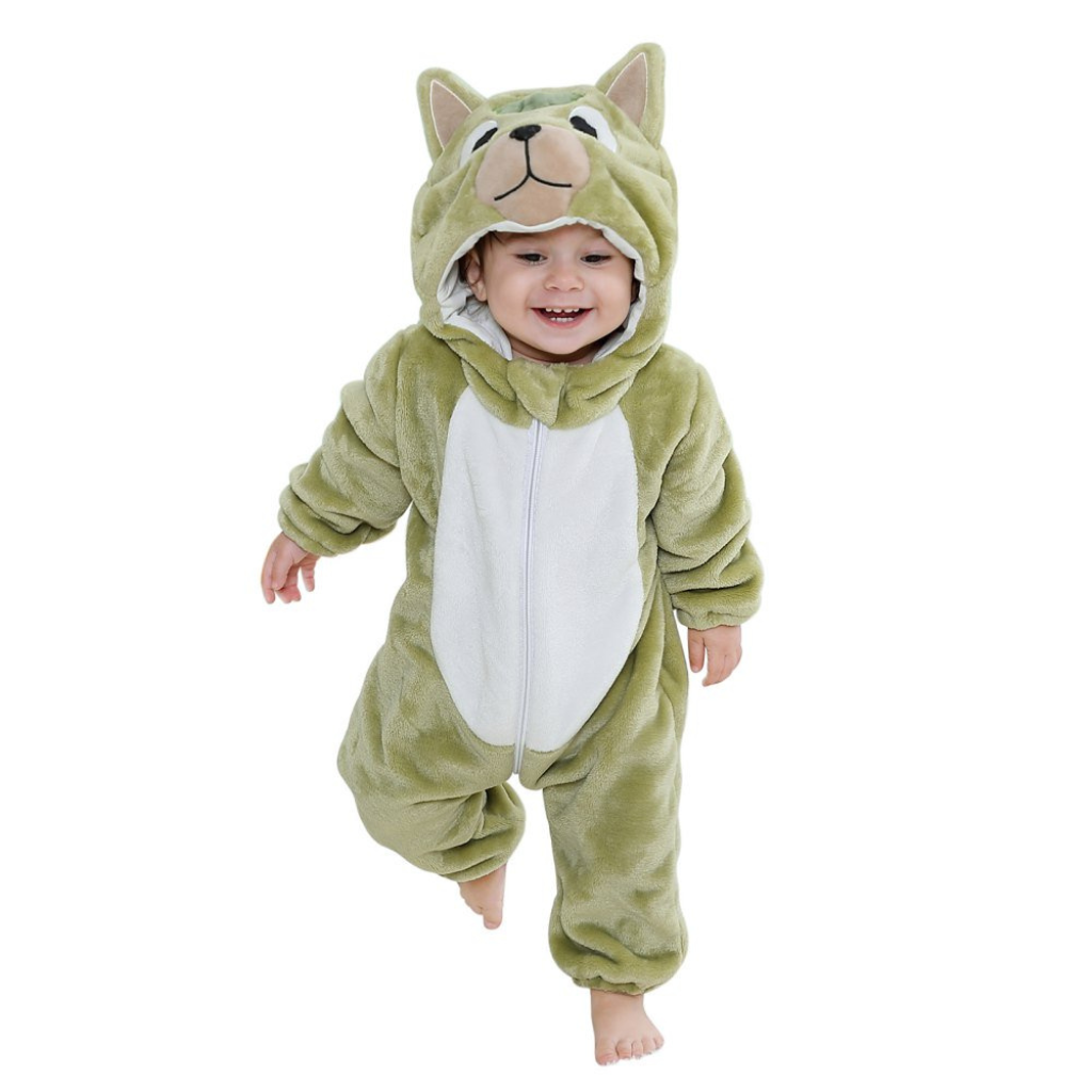 Michley- Unisex Baby Winter Hooded Romper Flannel Lion Style Stitch Animal Long Sleeves Zip Cosplay Dress