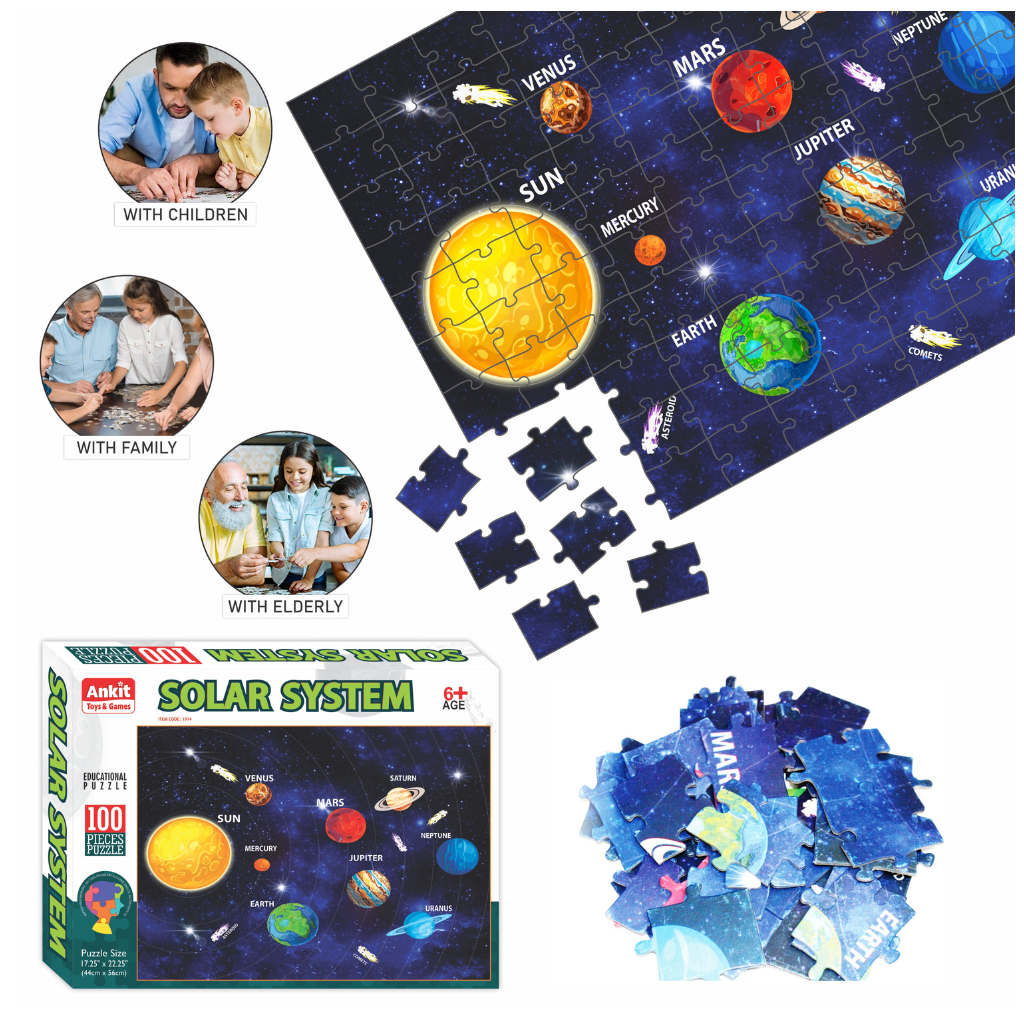 Alyna- Solar System Jigsaw Puzzle Early Learning and Educational Toy | 100 Pieces Puzzle (44 x 56CM)