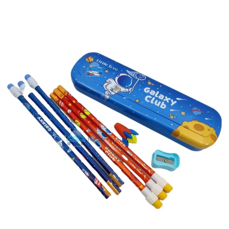 Galaxy Space Theme Pencils and Eraser Kit Set Of 18 - Multicolor