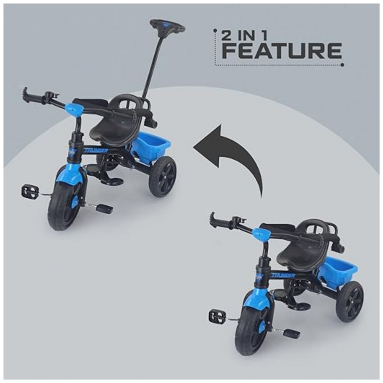 Dash Thunder 2 in 1 Tricycle for Kids with Parental Handle & Storage Basket