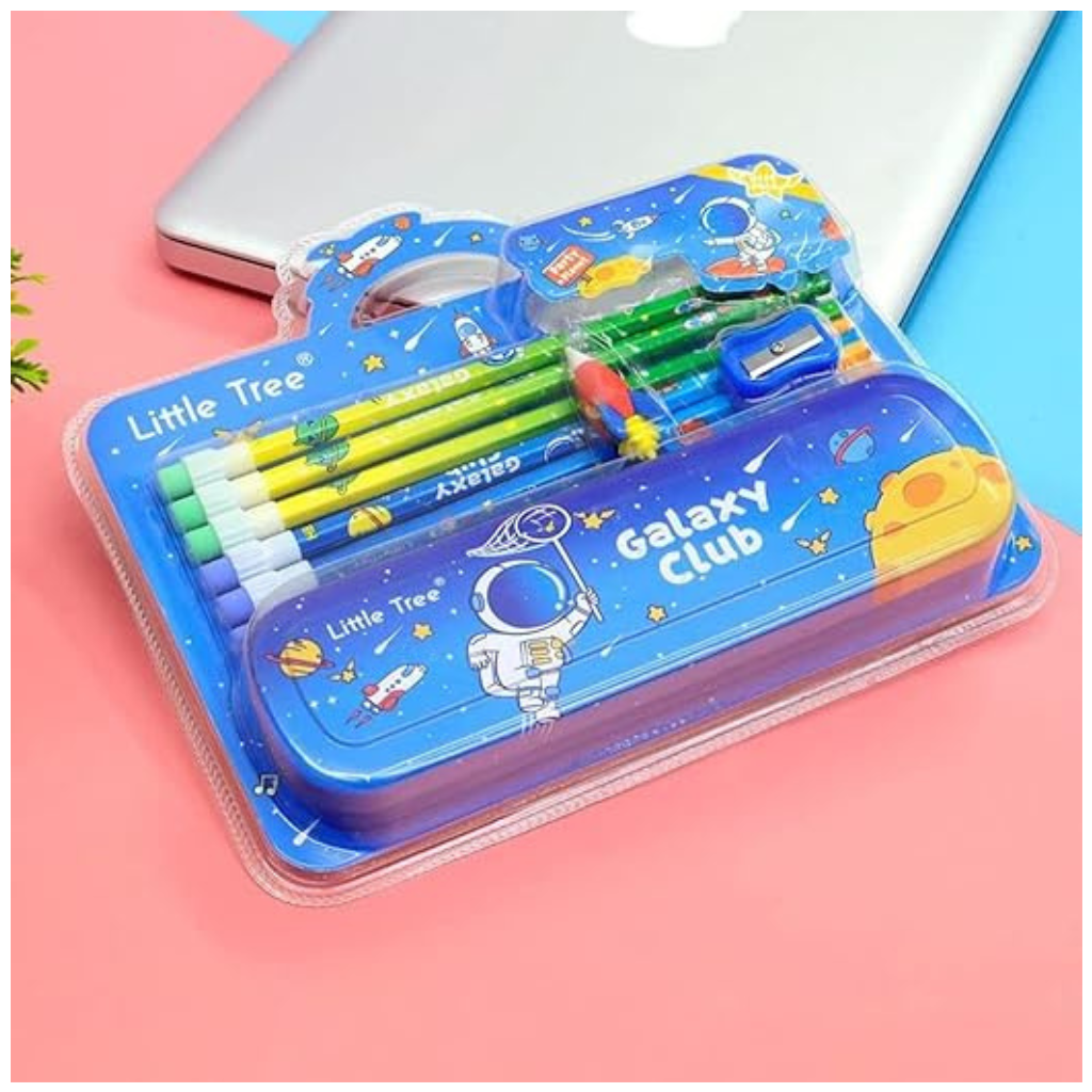 Galaxy Space Theme Pencils and Eraser Kit Set Of 18 - Multicolor