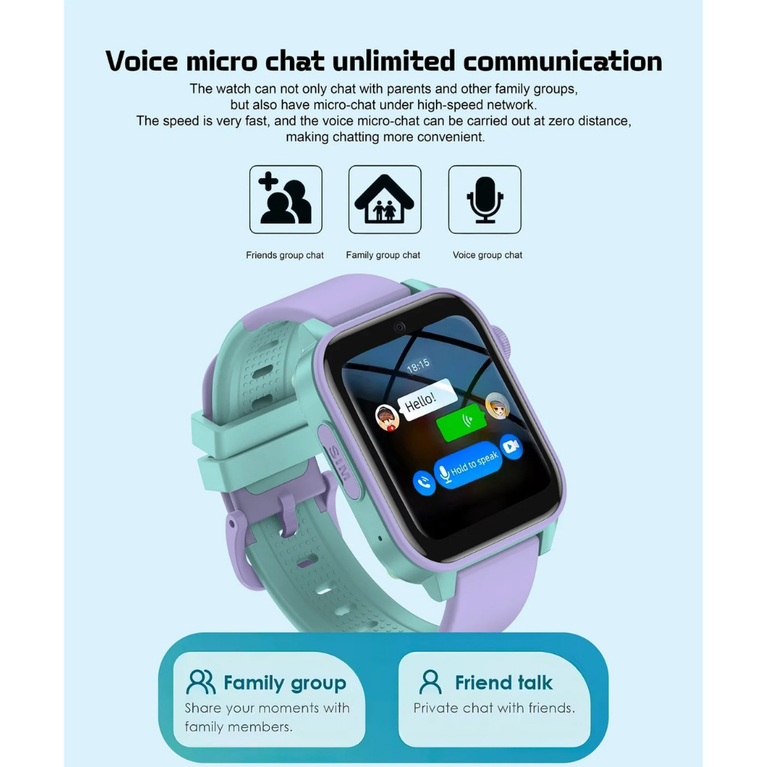 Spiky GNOME 4g Video & Voice Calling Smartwatch with LBS GPS-IPX7 - Purple