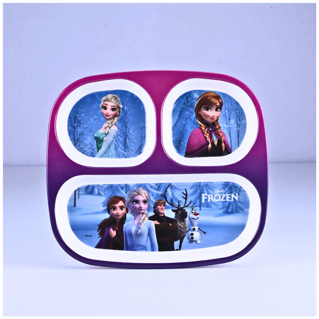 Servewell Princess Theme 3 Section Plate with Fork & Spoon - Multicolor